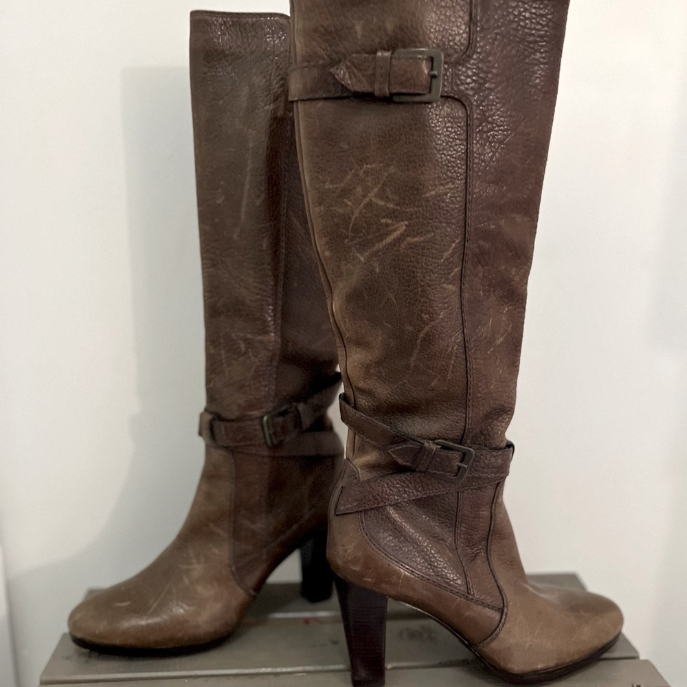 Brown Leather Knee-High Boots